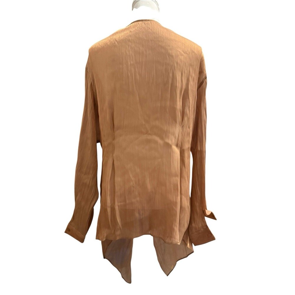 S-DEER NWT XXL Champagne Bronze Crinkled Draped Surplice Tunic Blouse - Picture 4 of 7